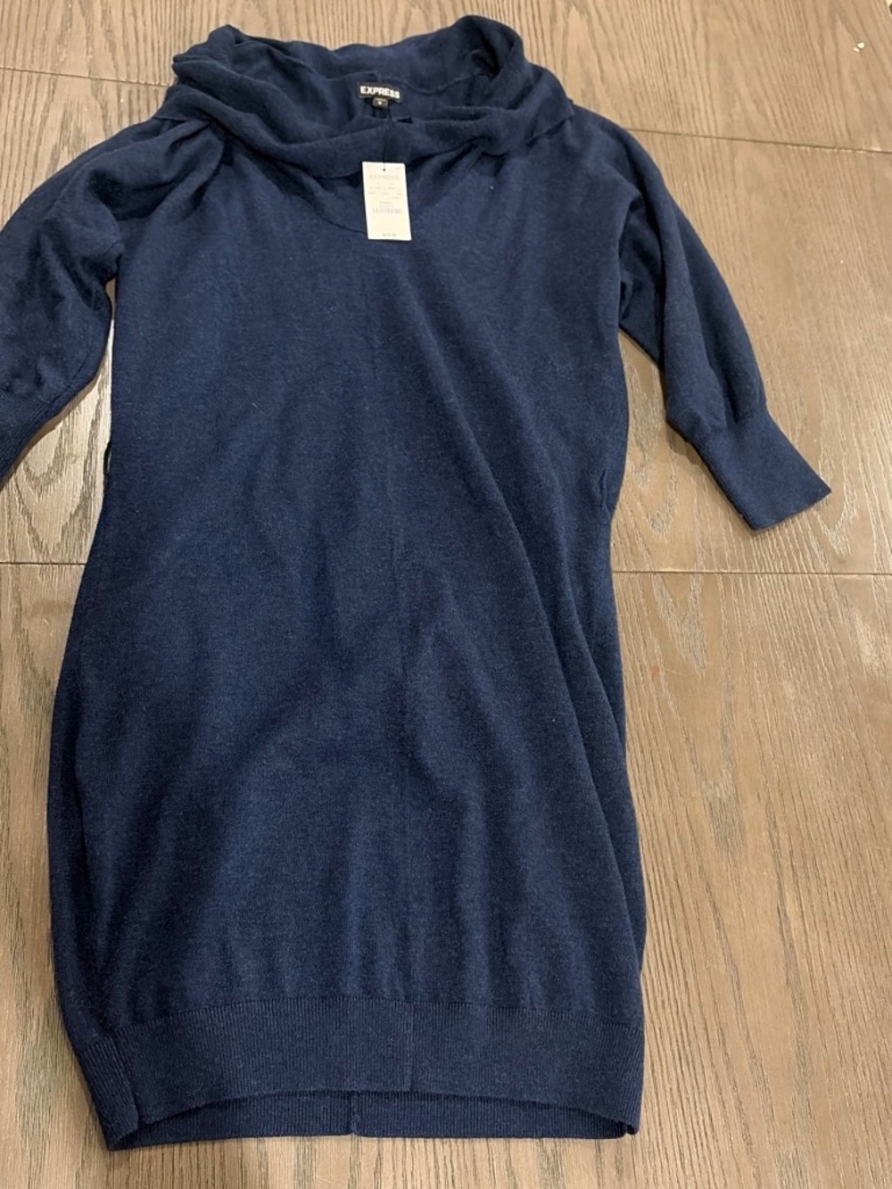 Express Navy Cowl Neck Knit Dress